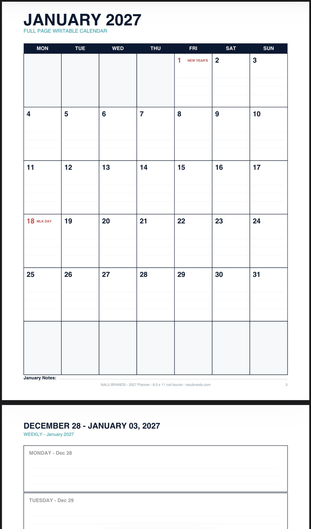 NALU 2027 Full Year Planner - Village Edition - Digital