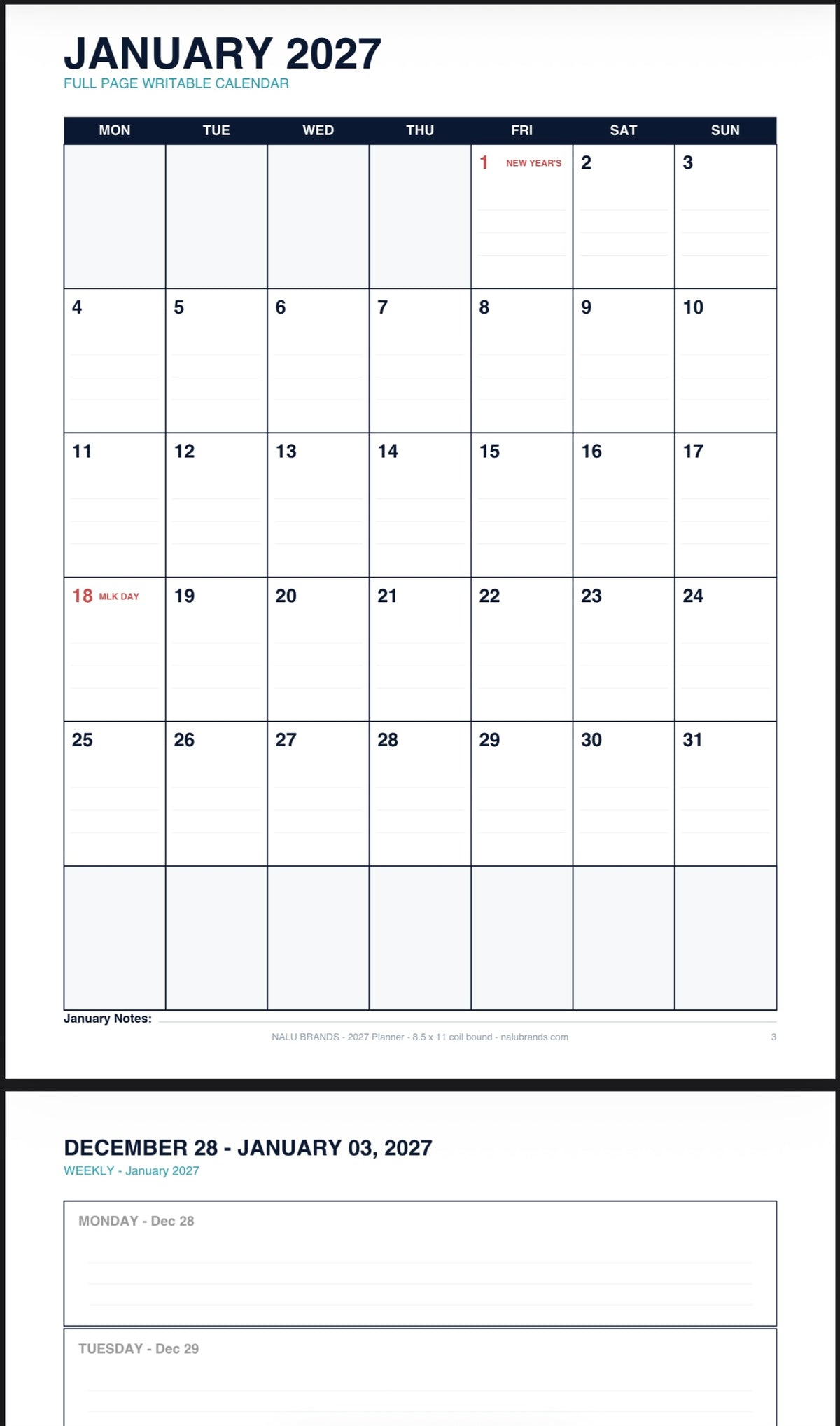 NALU 2027 Full Year Planner - Village Edition - Digital